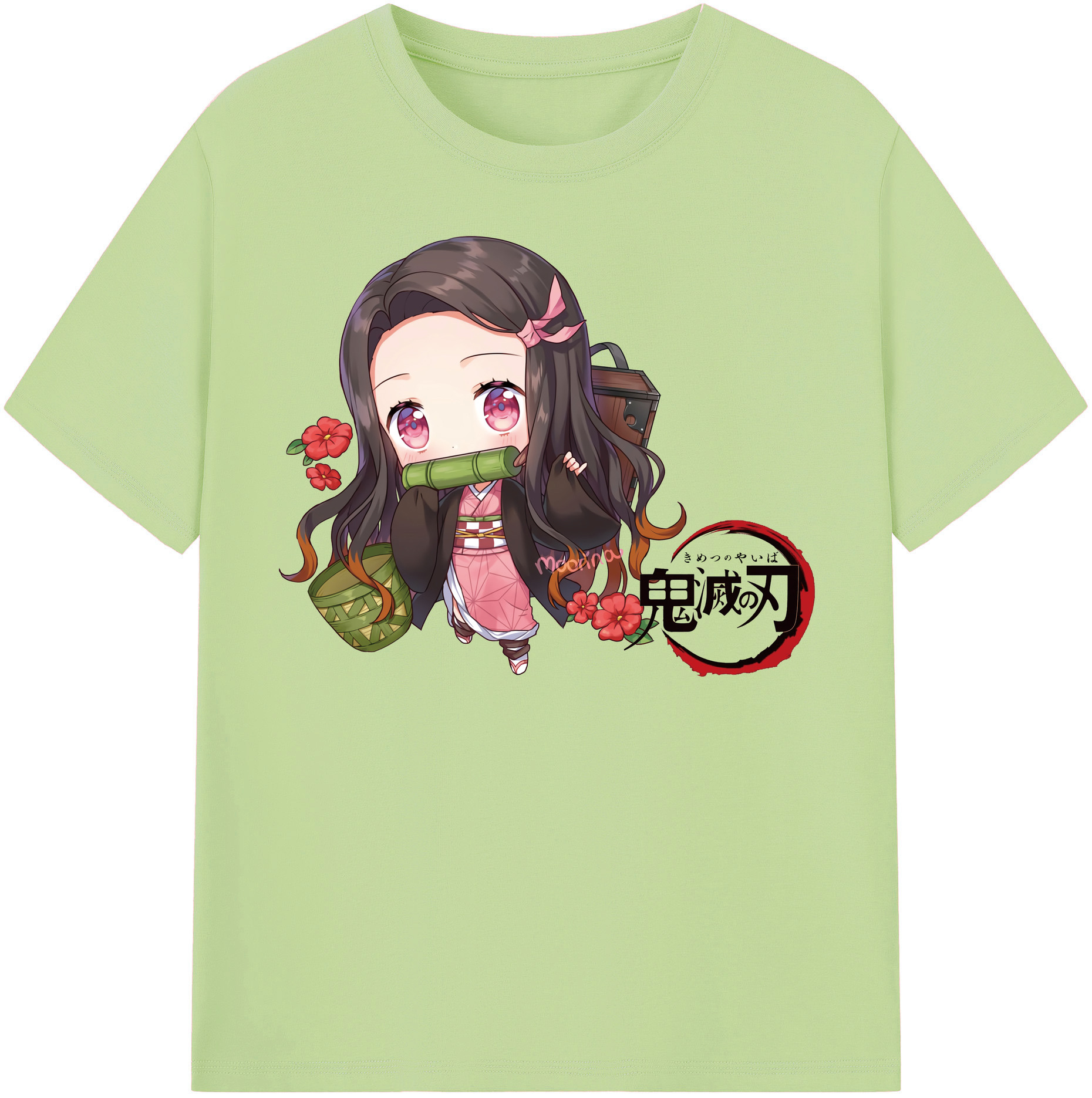 （画像用） 鬼滅の刃（きめつのやいば）竈門 禰󠄀豆子／かまど ねずこ Kamado Nezuko 綿100％半袖Tシャツ（フロントプリント）
